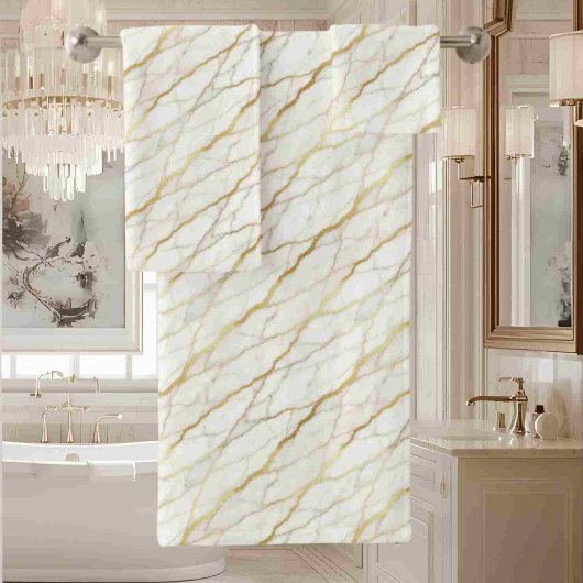 Luxe wit en gouden marmer bad handdoek