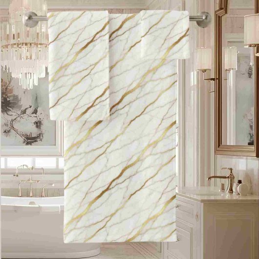 Luxe wit en gouden marmer bad handdoek