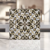Luxe wit en gouden marmeren arabesk tegeltje