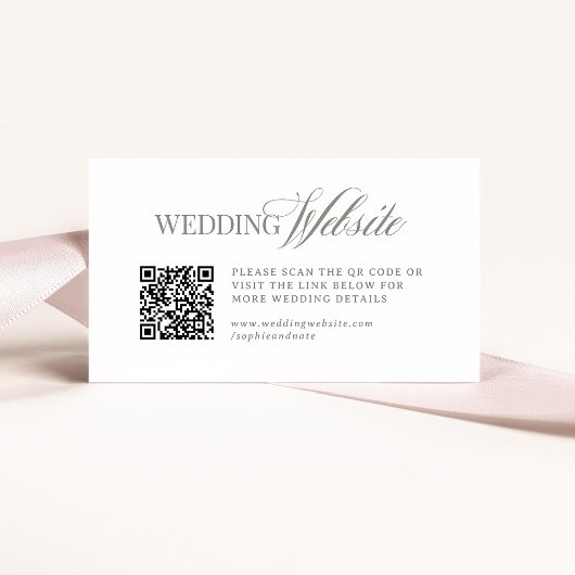 Luxe wit en salie | Trouwwebsite QR-code Informatiekaartje