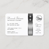 Luxe wit en zilver Decor Diamonds toevoegen Logo Visitekaartje (Achterkant)