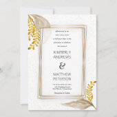 Luxe wit glam goud bloemenconfetti Bruiloft Kaart (Voorkant)