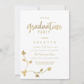 Luxe wit goud blad stengel glam Graduation Party Kaart (Voorkant)