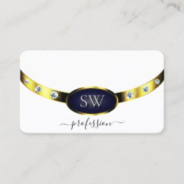 Luxe Wit Goud Blauw met Monogram Professional Visitekaartje