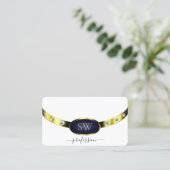 Luxe Wit Goud Blauw met Monogram Professional Visitekaartje (Staand voorkant)
