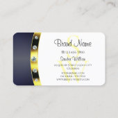 Luxe Wit Goud Blauw met Monogram Professional Visitekaartje (Achterkant)