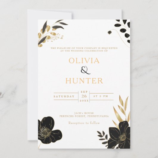 Luxe Wit & Goud Bloemen minimale Elegante Foto Kaart (Voorkant)