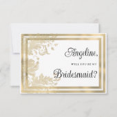 Luxe wit goud bloemenbruidsmeisje kaart (Voorkant)