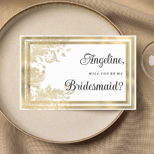 Luxe wit goud bloemenbruidsmeisje kaart