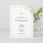 Luxe wit goud elegante bloemen verjaardag kaart (Staand voorkant)