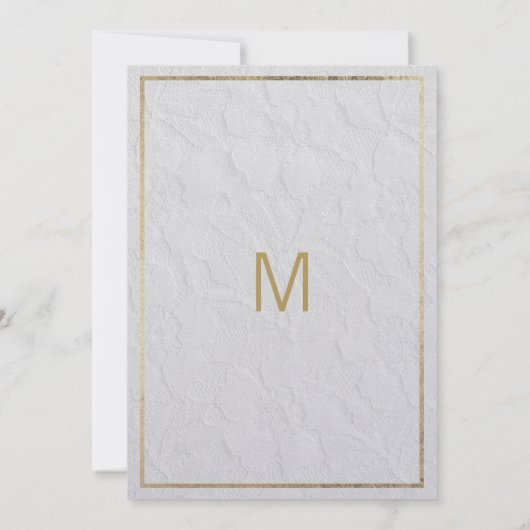 Luxe wit goud frans bloemenkant Bruiloft Kaart (Achterkant)