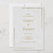 Luxe wit goud frans bloemenkant Bruiloft Kaart (Voorkant)