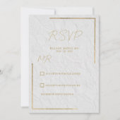 Luxe wit goud frans bloemenkant Bruiloft RSVP Kaart (Voorkant)