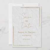 Luxe wit goud frans bloemenkant Save the Date Kaart (Voorkant)