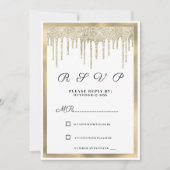 Luxe wit goud glinsterende druppels RSVP Kaart (Voorkant)