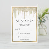 Luxe wit goud glinsterende druppels RSVP Kaart (Staand voorkant)