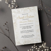 Luxe wit goud glitter blad bloemenzoet 16 kaart