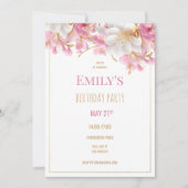 Luxe wit goud roze elegante bloemen verjaardag kaart (Voorkant)