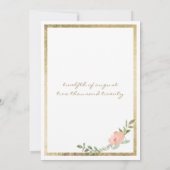 Luxe wit goud roze munt lente bloemenbruiloft kaart (Achterkant)