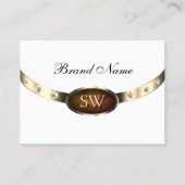 Luxe Wit Goud Sinaasappel Marmer met Initialen Visitekaartje (Voorkant)