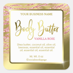 Luxe Wit Goud Zebra Print Body Butter Labels