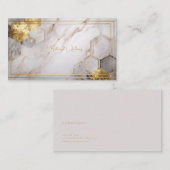 Luxe Wit Marmer & Gouden Folie Hexagon Visitekaartje (Voorkant / Achterkant)