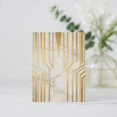 Luxe wit marmer gouden geometrisch patroon briefkaart (Staand voorkant)