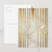 Luxe wit marmer gouden geometrisch patroon briefkaart (Voorkant / Achterkant)
