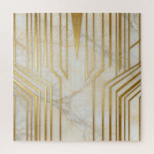 Luxe wit marmer gouden geometrisch patroon legpuzzel