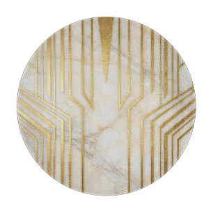 Luxe wit marmer gouden geometrisch patroon snijplank