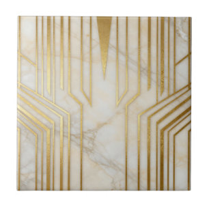 Luxe wit marmer gouden geometrisch patroon tegeltje