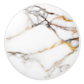 Luxe wit marmer met beige & grijze accenten keramische knop (Voorkant)