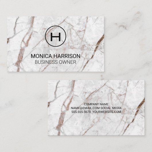 Luxe wit marmer visitekaartje (Voorkant / Achterkant)