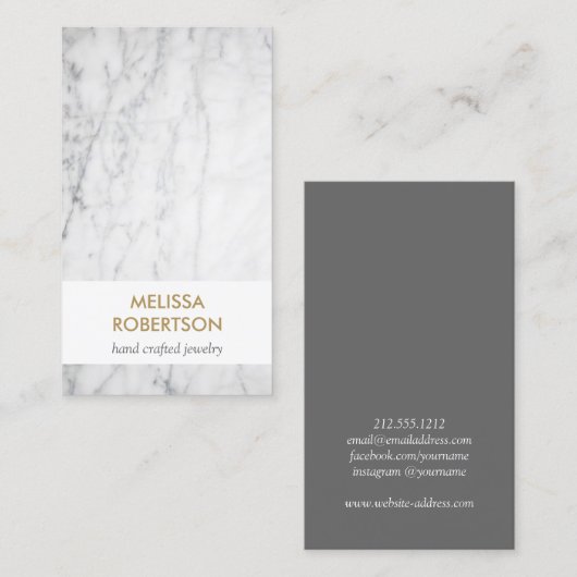 Luxe Wit Marmer voor Sieraden Designer Visitekaartje (Voorkant / Achterkant)