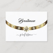Luxe Wit met Goud Glitterende Diamanten Monogram Visitekaartje (Voorkant)