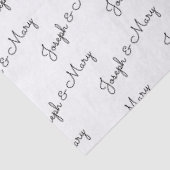Luxe Wit Zwart Tekst Aanpasbare Naam Trouwen Tissuepapier (Detail)