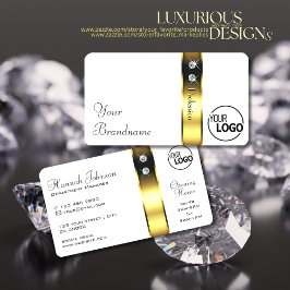 Luxe witgoud decoratieve diamanten en Logo Visitekaartje