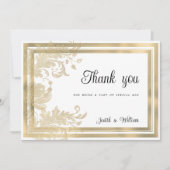 Luxe  witgouden bloemen Dank U Kaart (Voorkant)