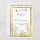 Luxe witgouden bloemen RSVP Kaart (Voorkant)