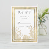 Luxe witgouden bloemen RSVP Kaart (Staand voorkant)
