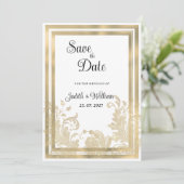 Luxe witgouden bloemen Save the Date Kaart (Staand voorkant)