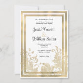 Luxe witgouden bloemenbruiloft kaart (Voorkant)