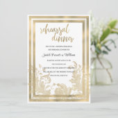 Luxe  witgouden bloemenrepetitie Diner Kaart (Staand voorkant)