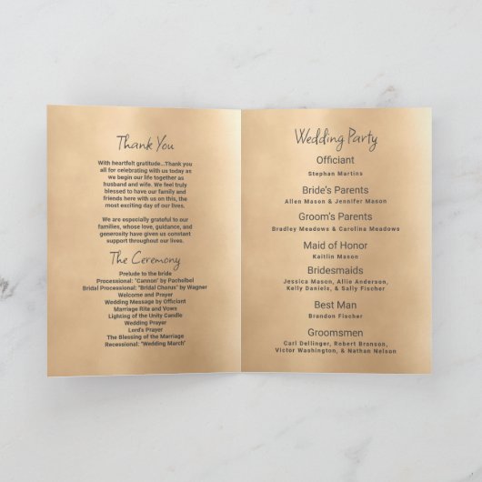 Luxe witgouden chic lovertjes Huwelijksprogramma Programma (Binnen)