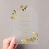 Luxe witgouden eucalyptus elegante bruiloft acryl uitnodigingen (Insitu (Draagbaar))