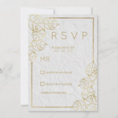 Luxe witgouden Franse bloemen kant Trouw RSVP  Kaart (Voorkant)