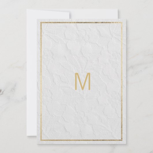 Luxe witgouden Franse bloemenkant Baby shower Kaart (Achterkant)