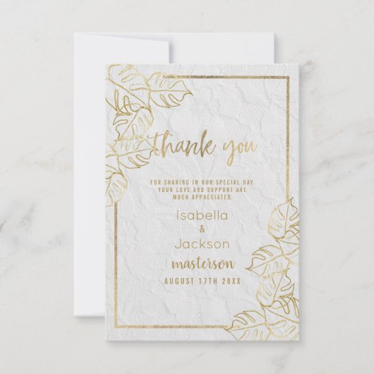 Luxe witgouden Franse bloemenkant Bedankt (Voorkant)