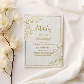 Luxe witgouden Franse bloemenkant Details Informatiekaartje