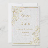 Luxe witgouden Franse bloemenkant Save the Date Kaart (Voorkant)